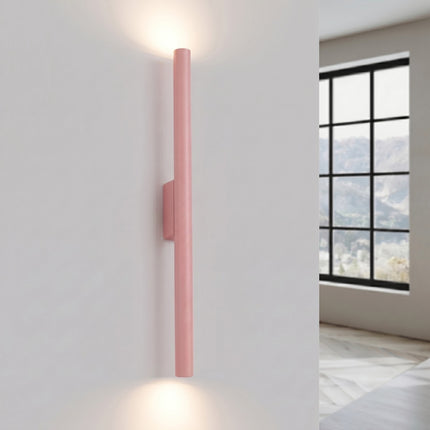 Applique Murale Halo 2 Faisceaux Rose Poudré en Acier, lumière allumée