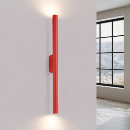 Applique Murale Halo 2 Faisceaux Rouge Vif en Acier, lumière allumée