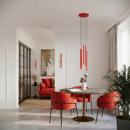 Applique Murale Halo 2 Faisceaux Rouge Vif en Acier, mise en situation