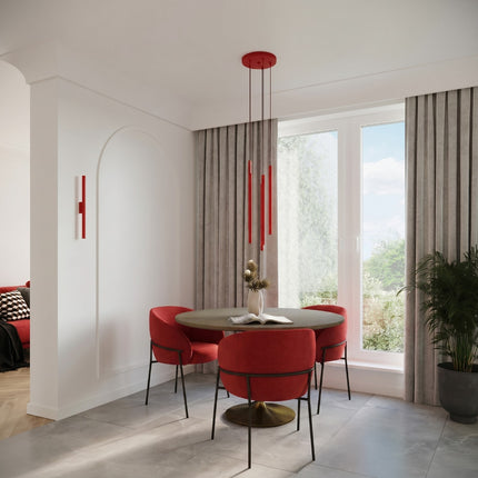 Applique Murale Halo 2 Faisceaux Rouge Vif en Acier, mise en situation 2