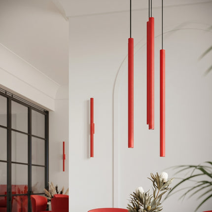 Applique Murale Halo 2 Faisceaux Rouge Vif en Acier, mise en situation 3