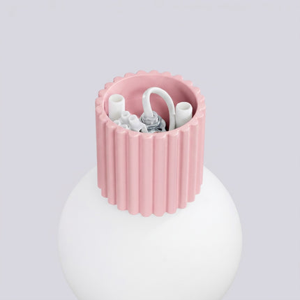 Applique murale Halo rose poudré IP44, détail du cylindre nervuré