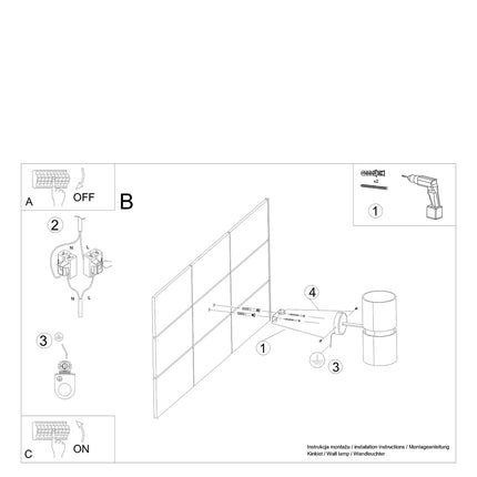Instructions de montage de l'applique murale jardinière lumineuse noire
