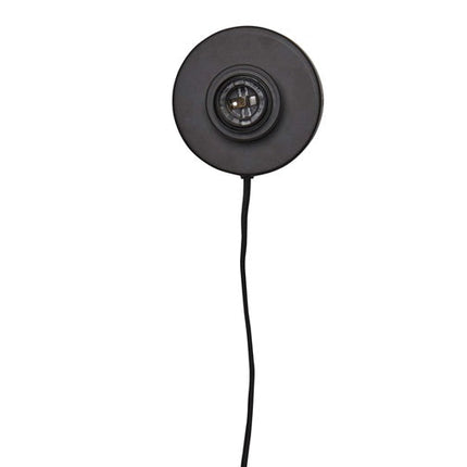 Vue arrière du socle noir de l'applique Kalimantan avec douille E27 et câble textile noir