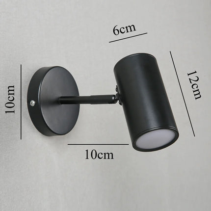 Applique murale LED nordique réglable noire fixée au mur