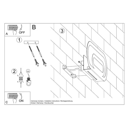 Notice d'installation de l'applique murale Ligne Pure blanche sur mur interieur avec etrier de fixation