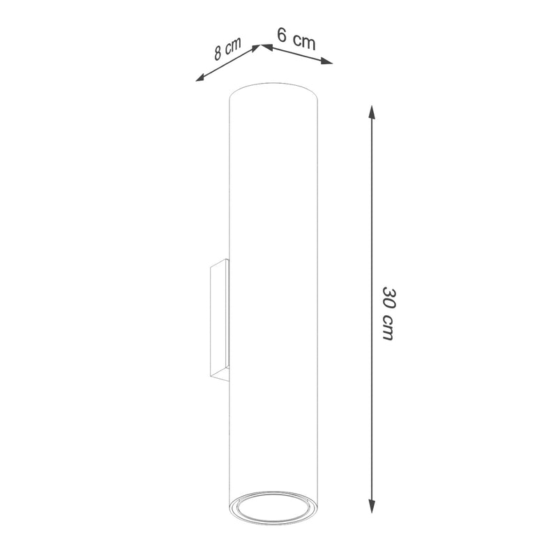 Dimensions Wandleuchte langer Zylinder Ockerrot aus Stahl