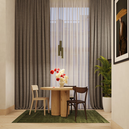 Applique Murale Long Cylindre Vert Olive en Acier, mise en situation