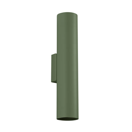 Applique Murale Long Cylindre Vert Olive en Acier, packshot sur fond blanc