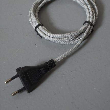 Câble textile gris et blanc de 2 mètres avec fiche de l'applique Montreux