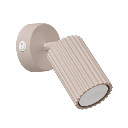 Applique Murale Orientable Oslo avec Interrupteur en Aluminium Cannelé Taupe, packshot sur fond blanc