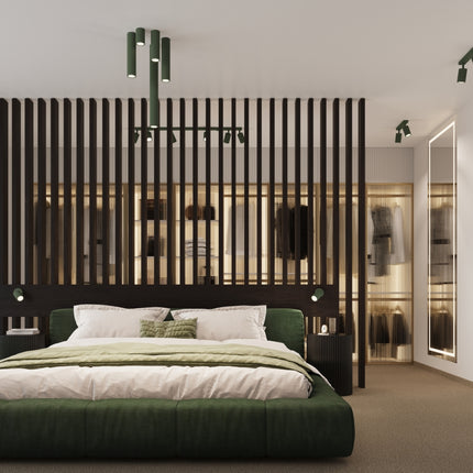Applique murale orientable Oslo avec interrupteur vert olive, vue d'ambiance