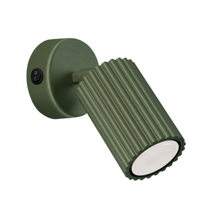 Applique murale orientable Oslo avec interrupteur vert olive, packshot sur fond blanc