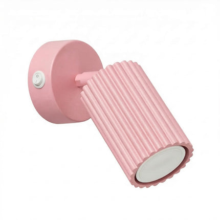 Applique Murale Orientable Oslo en Aluminium Cannelé Rose Poudré, packshot sur fond blanc