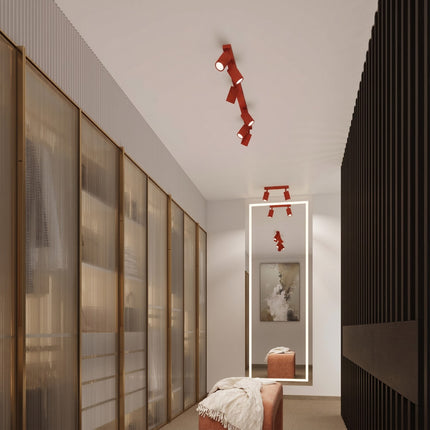 Applique Murale Orientable Oslo en Aluminium Cannelé Rouge Vif, mise en situation 3