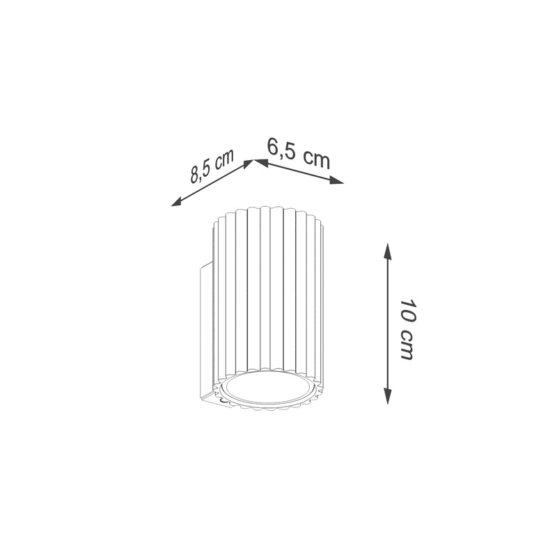 Dimensions Applique Murale Oslo 10 cm en Aluminium Cannelé Vert Olive