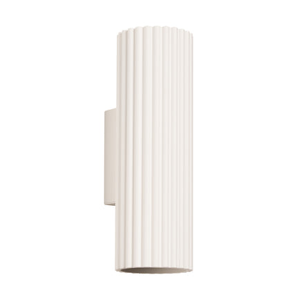 Applique murale Oslo 20 beige sable en aluminium cannelé, vue packshot de face sur fond blanc