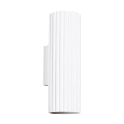 Applique murale Oslo 20 blanc en aluminium cannelé, vue packshot de face sur fond blanc