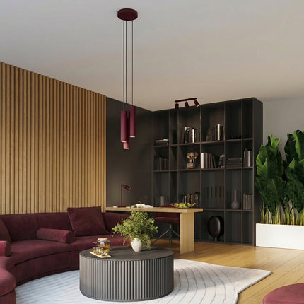 Applique Murale Oslo 20 cm en Aluminium Cannelé Bordeaux, mise en situation 2