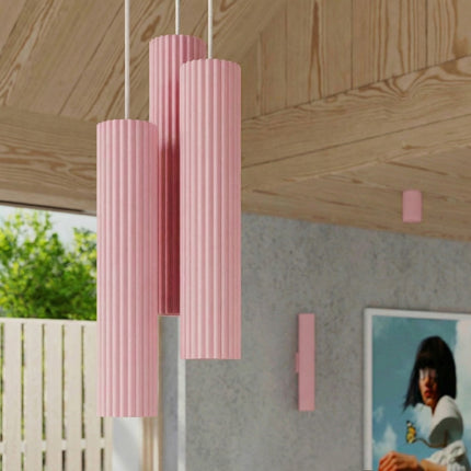Applique Murale Oslo 20 cm en Aluminium Cannelé Rose Poudré, mise en situation 3