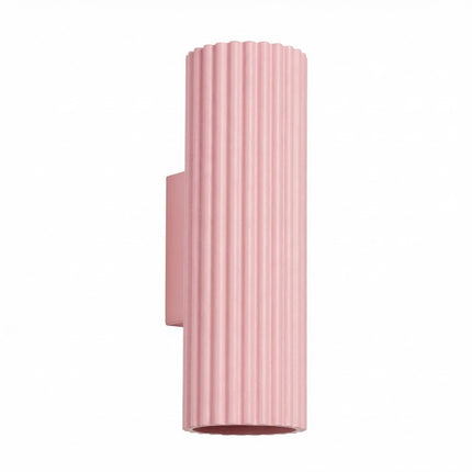 Applique Murale Oslo 20 cm en Aluminium Cannelé Rose Poudré, packshot sur fond blanc