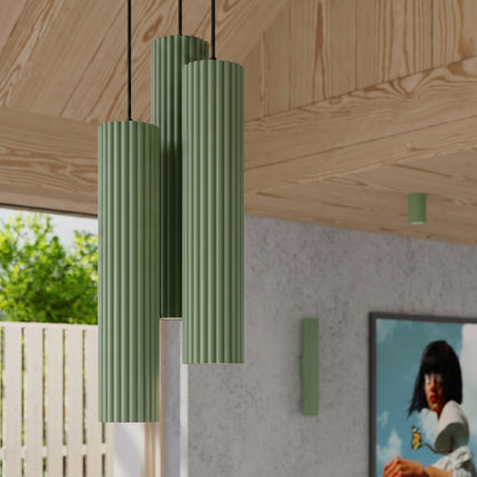 Applique Murale Oslo 20 cm en Aluminium Cannelé Vert Sauge, mise en situation 3
