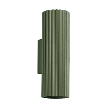 Applique murale Oslo 20 vert olive en aluminium cannelé, vue packshot de face sur fond blanc