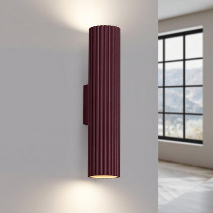 Applique murale Oslo 30 cm bordeaux, lumière allumée