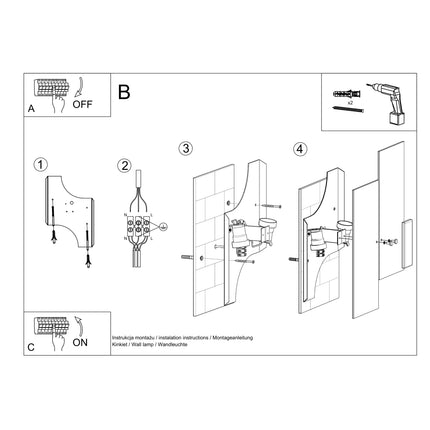 Gros plan sur Applique Murale Panneaux Géométriques Blanche