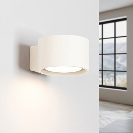 Applique murale Pastille beige, lumière allumée