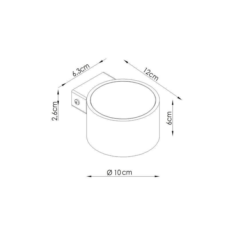 Dimensions Applique Murale Pastille en Aluminium Beige (GX53)