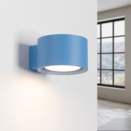 Applique murale Pastille bleu azur, lumière allumée