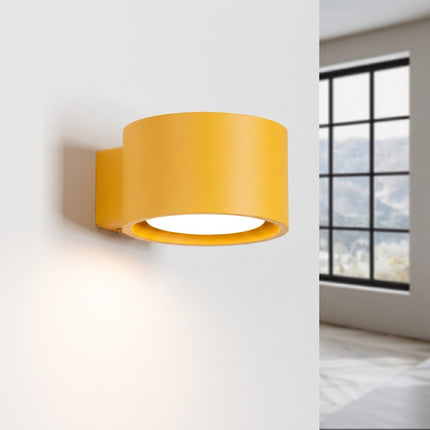 Applique murale Pastille jaune ambré, lumière allumée