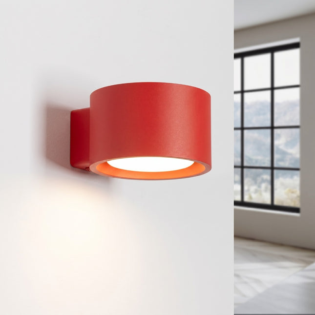 Applique murale Pastille rouge vif, lumière allumée