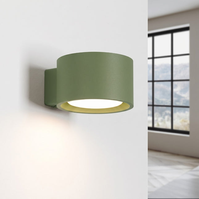 Applique murale Pastille vert olive, lumière allumée