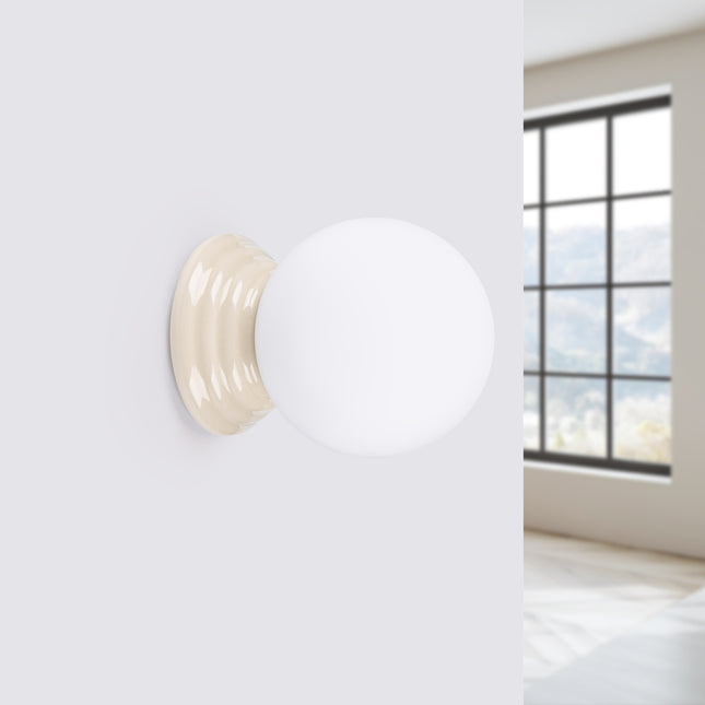 applique murale perle céramique beige ip44, vue en situation