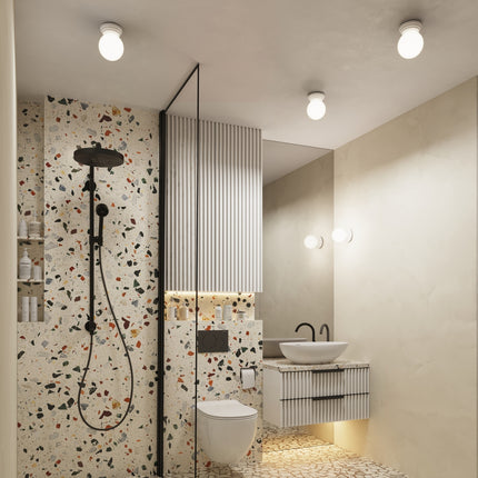 Applique Murale Perle Céramique Blanche IP44, mise en situation 2