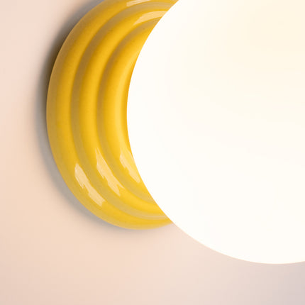 applique murale perle céramique jaune ambré ip44, vue de détail