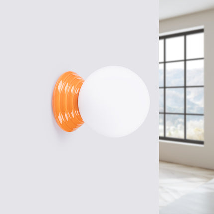 applique murale perle céramique orange ip44, vue en situation
