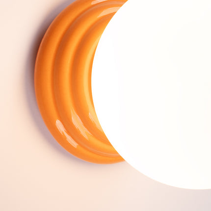 applique murale perle céramique orange ip44, vue de détail