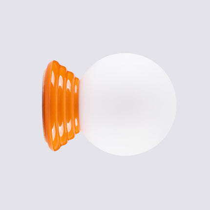 applique murale perle céramique orange ip44, détail de la matière