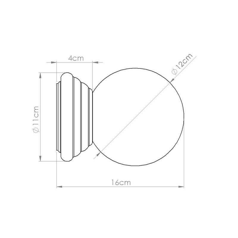 Dimensions Applique Murale Perle Céramique Orange IP44