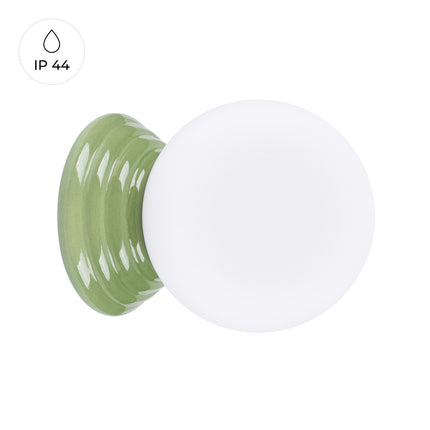 applique murale perle céramique vert olive ip44, vue produit