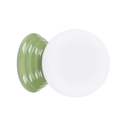applique murale perle céramique vert olive ip44, packshot sur fond blanc