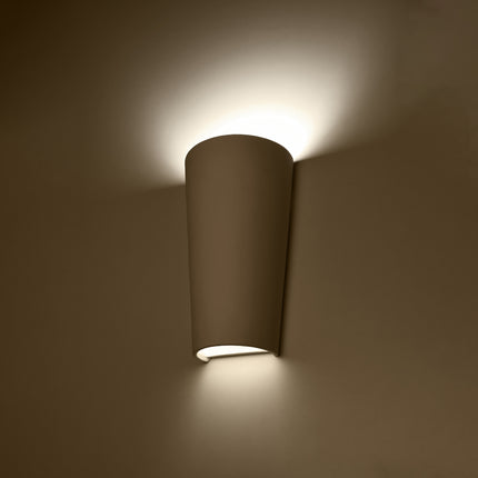 Applique murale céramique blanche allumée, double halo de lumière chaude vers le haut et le bas