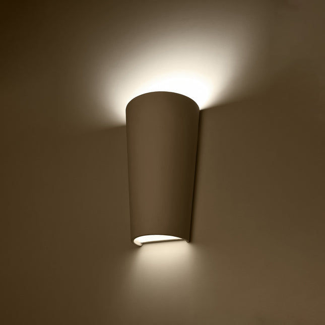 Applique murale céramique blanche allumée, double halo de lumière chaude vers le haut et le bas