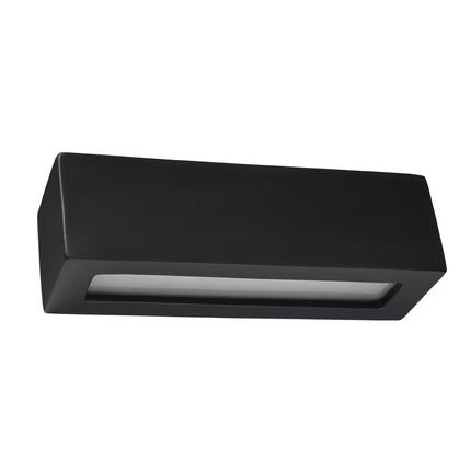 Applique murale rectangle en céramique noire vue de face avec sa fente diffusante