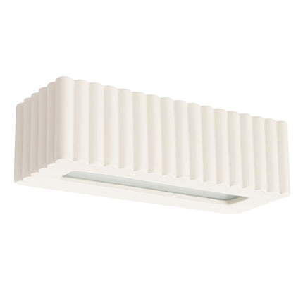 applique murale rectangle en céramique cannelée beige, packshot sur fond blanc