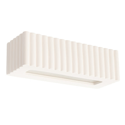 applique murale rectangle en céramique cannelée blanc, packshot sur fond blanc