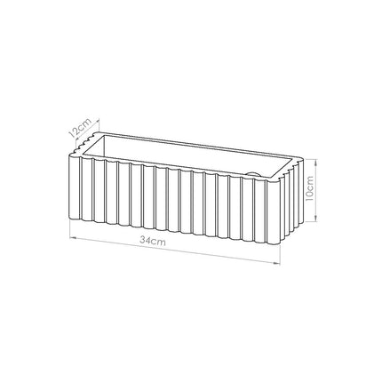 applique murale rectangle en céramique cannelée blanc, schéma de cotes